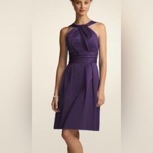 David's Bridal Purple Empire Waist Twist Halter Sleeveless Cocktail Dress 10